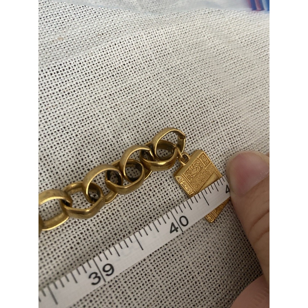 VTG 80's Gold Tone Horsebit Equestrian Chain Belt Double Ring Link 44" Long Adj - Picture 7 of 7